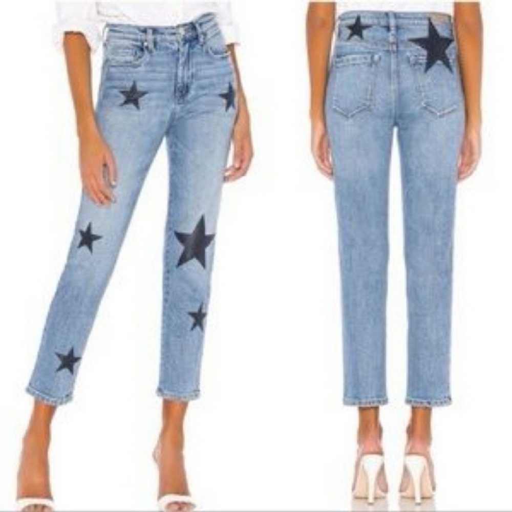 ❤️ BLANK NYC MADISON CROP HIGH RISE JEANS W/ VEGAN LEATHER STARS, 00 (24)